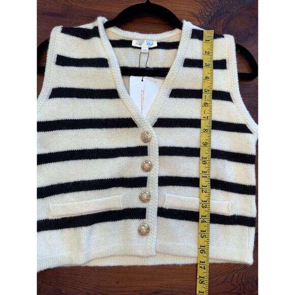Line & Dot Tumi Top Striped Sleeveless Sweater Gold Buttons Sz S NWT $88 - Picture 7 of 14